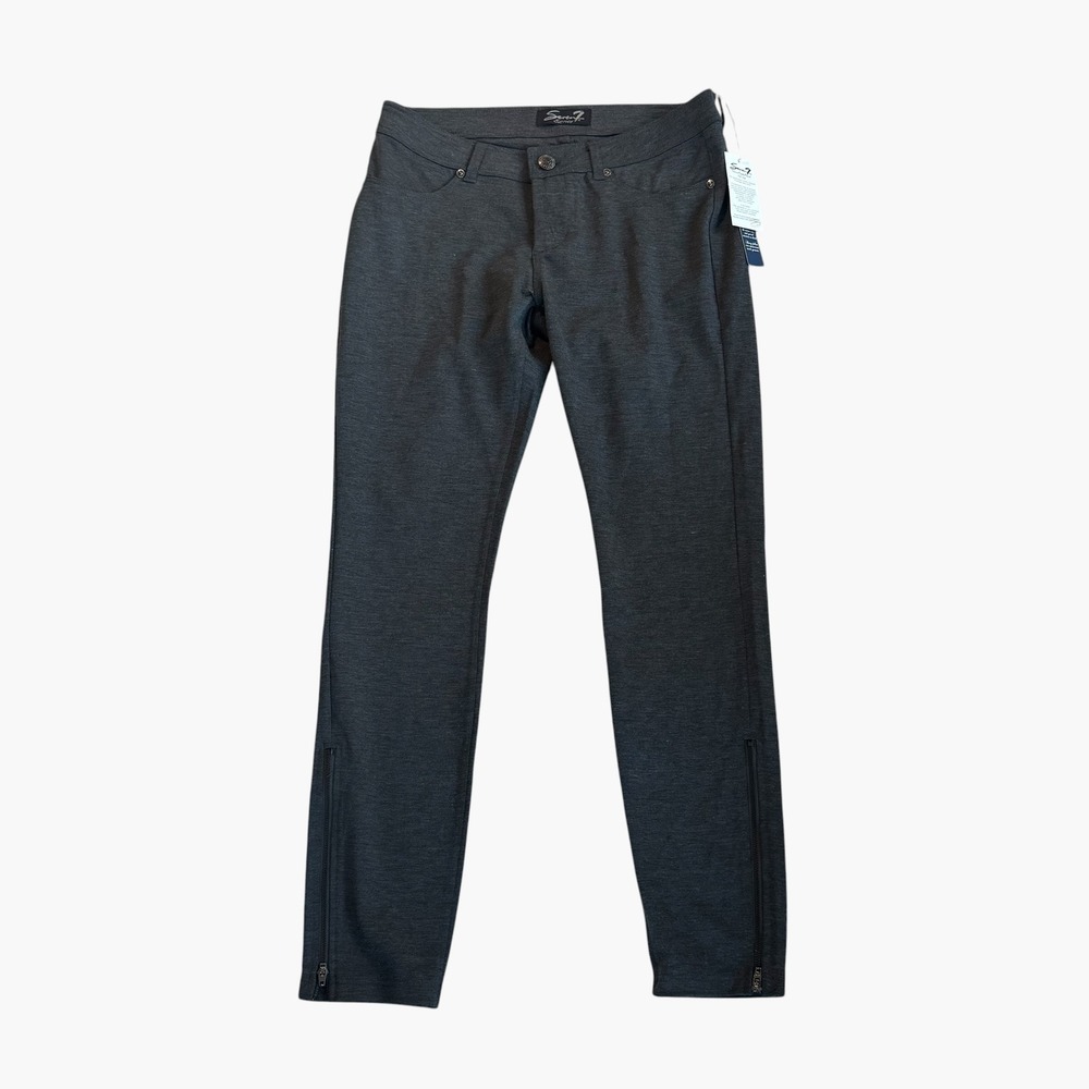 Seven7 Womens Charcoal Gray Heather Skinny Ankle Zip Ponte Pants Size 8 NWT